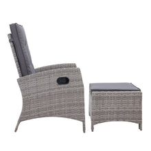 Load image into Gallery viewer, Sun lounge Recliner Chair Wicker Lounger Sofa Day Bed Outdoor Furniture Patio Garden Cushion Ottoman Grey Gardeon