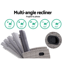 Load image into Gallery viewer, 3PC Outdoor Wicker Recliner Chair Table lounge Set - Grey
