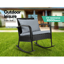 Load image into Gallery viewer, Gardeon Outdoor Furniture Rocking Chair Wicker Garden Patio Lounge Setting Black