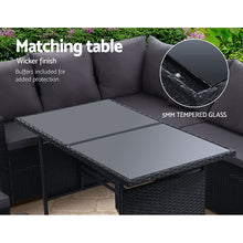 Load image into Gallery viewer, 7PC Outdoor Wicker Table Chairs Lounge Set - Black