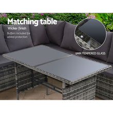 Load image into Gallery viewer, 7PC Outdoor Wicker Table Chairs Lounge Set - Mixed Grey