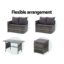 Load image into Gallery viewer, 7PC Outdoor Wicker Table Chairs Lounge Set - Mixed Grey