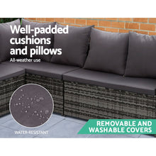 Load image into Gallery viewer, Gardeon Outdoor Furniture Dining Setting Sofa Set Wicker 9 Seater Storage Cover Mixed Grey