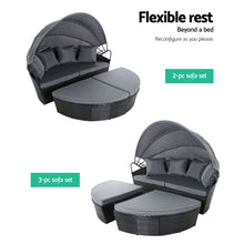 Load image into Gallery viewer, large Outdoor Wicker Rattan Set Day Bed - Black