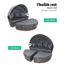 Load image into Gallery viewer, Large Outdoor Wicker Rattan Set Day Bed - Grey