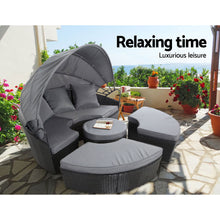 Load image into Gallery viewer, Extra-large Outdoor Wicker Rattan Set Day Bed - Black