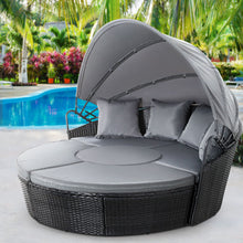 Load image into Gallery viewer, Extra-large Outdoor Wicker Rattan Set Day Bed - Black