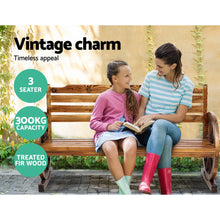 Load image into Gallery viewer, Rustic looks Wooden Wagon Chair 3 Seat Garden Bench