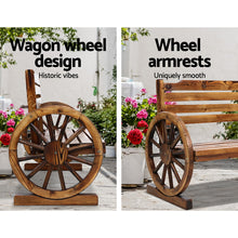 Load image into Gallery viewer, Rustic looks Wooden Wagon Chair 3 Seat Garden Bench