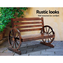 Load image into Gallery viewer, Gardeon Wooden Wagon Wheel Bench - Brown