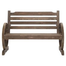 Load image into Gallery viewer, Wooden 2 seater Wagon Wheels Garden Bench - Brown