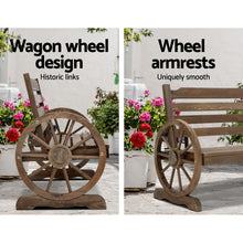 Load image into Gallery viewer, Wooden 2 seater Wagon Wheels Garden Bench - Brown