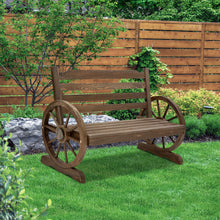 Load image into Gallery viewer, Wooden 2 seater Wagon Wheels Garden Bench - Brown