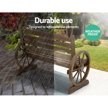 Load image into Gallery viewer, Wooden 2 seater Wagon Wheels Garden Bench - Brown