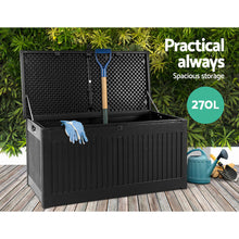 Load image into Gallery viewer, 270L Outdoor Storage Box Container Garden Toy Indoor Tool Chest Sheds - Black