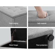 Load image into Gallery viewer, Artiss Storage Ottoman Blanket Box Grey LARGE Fabric Rest Chest Toy Foot Stool