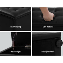 Load image into Gallery viewer, Leather Storage Ottoman - Black Large