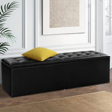 Load image into Gallery viewer, Leather Storage Ottoman - Black Large