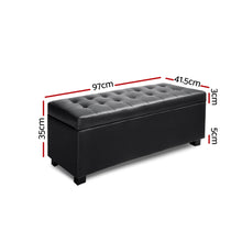 Load image into Gallery viewer, Storage Ottoman - Black PU Leather