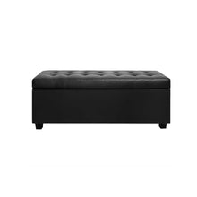 Load image into Gallery viewer, Storage Ottoman - Black PU Leather