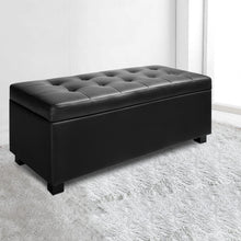 Load image into Gallery viewer, Storage Ottoman - Black PU Leather