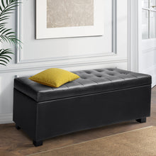 Load image into Gallery viewer, Storage Ottoman - Black PU Leather