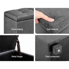 Load image into Gallery viewer, Large Fabric Storage Ottoman - Grey