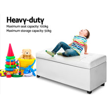 Load image into Gallery viewer, Storage Ottoman - White Large PU Leather