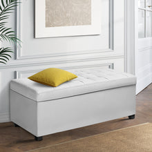 Load image into Gallery viewer, Storage Ottoman - White Large PU Leather