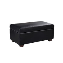 Load image into Gallery viewer, Storage Ottoman - Black Faux PU Leather