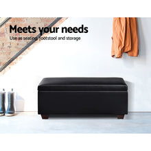 Load image into Gallery viewer, Storage Ottoman - Black Faux PU Leather