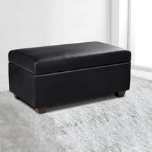 Load image into Gallery viewer, Storage Ottoman - Black Faux PU Leather