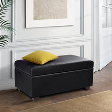 Load image into Gallery viewer, Storage Ottoman - Black Faux PU Leather