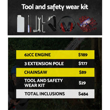 Load image into Gallery viewer, Giantz 62CC Pole Chainsaw Petrol Chain Saw Brush Cutter Brushcutter Tree