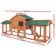 Load image into Gallery viewer, i.Pet Rabbit Hutch Chicken Coop Wooden Cage Pet Hutch 220cm x 52cm x 84cm