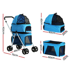 Load image into Gallery viewer, i.Pet Pet Stroller Dog Pram Large Cat Carrier Travel Foldable 4 Wheels Double