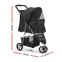 Load image into Gallery viewer, 3 Wheel Pet Stroller - Black