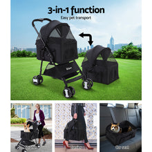 Load image into Gallery viewer, i.Pet Pet Stroller Dog Carrier Foldable Pram 3 IN 1 Middle Size Black