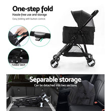 Load image into Gallery viewer, i.Pet Pet Stroller Dog Carrier Foldable Pram 3 IN 1 Middle Size Black