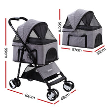 Load image into Gallery viewer, i.Pet Pet Stroller Dog Carrier Foldable Pram 3 IN 1 Middle Size Grey