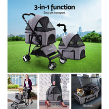 Load image into Gallery viewer, i.Pet Pet Stroller Dog Carrier Foldable Pram 3 IN 1 Middle Size Grey