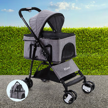 Load image into Gallery viewer, i.Pet Pet Stroller Dog Carrier Foldable Pram 3 IN 1 Middle Size Grey