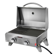 Load image into Gallery viewer, Grillz Portable Gas BBQ Grill 2 Burners with Double Sided Plate