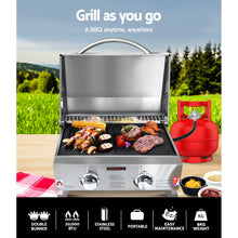 Load image into Gallery viewer, Grillz Portable Gas BBQ Grill 2 Burners with Double Sided Plate