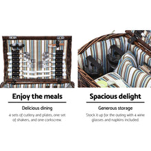 Load image into Gallery viewer, Alfresco 4 Person Picnic Basket Wicker Baskets Outdoor Insulated Gift Blanket