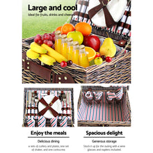 Load image into Gallery viewer, 4 Person Picnic Basket with Deluxe Outdoor Corporate Gift Blanket