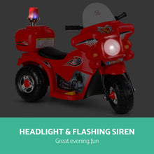 Load image into Gallery viewer, Rigo Kids Electric Ride On Police Motorcycle Motorbike 6V Battery Red