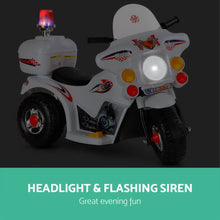 Load image into Gallery viewer, Rigo Kids Electric Ride On Police Motorcycle Motorbike 6V Battery White