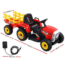 Load image into Gallery viewer, Rigo Ride On Car Tractor Trailer Toy Kids Electric Cars 12V Battery Red