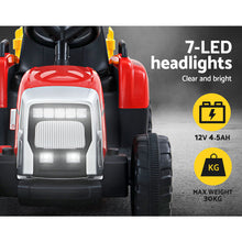 Load image into Gallery viewer, Rigo Ride On Car Tractor Trailer Toy Kids Electric Cars 12V Battery Red